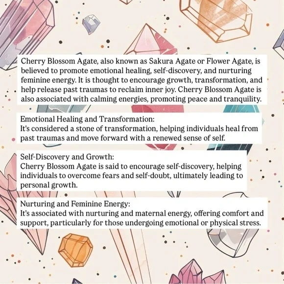 Clear Quartz with Butterfly Cherry Blossom Agate Bracelet 9mm - Picture 8 of 10